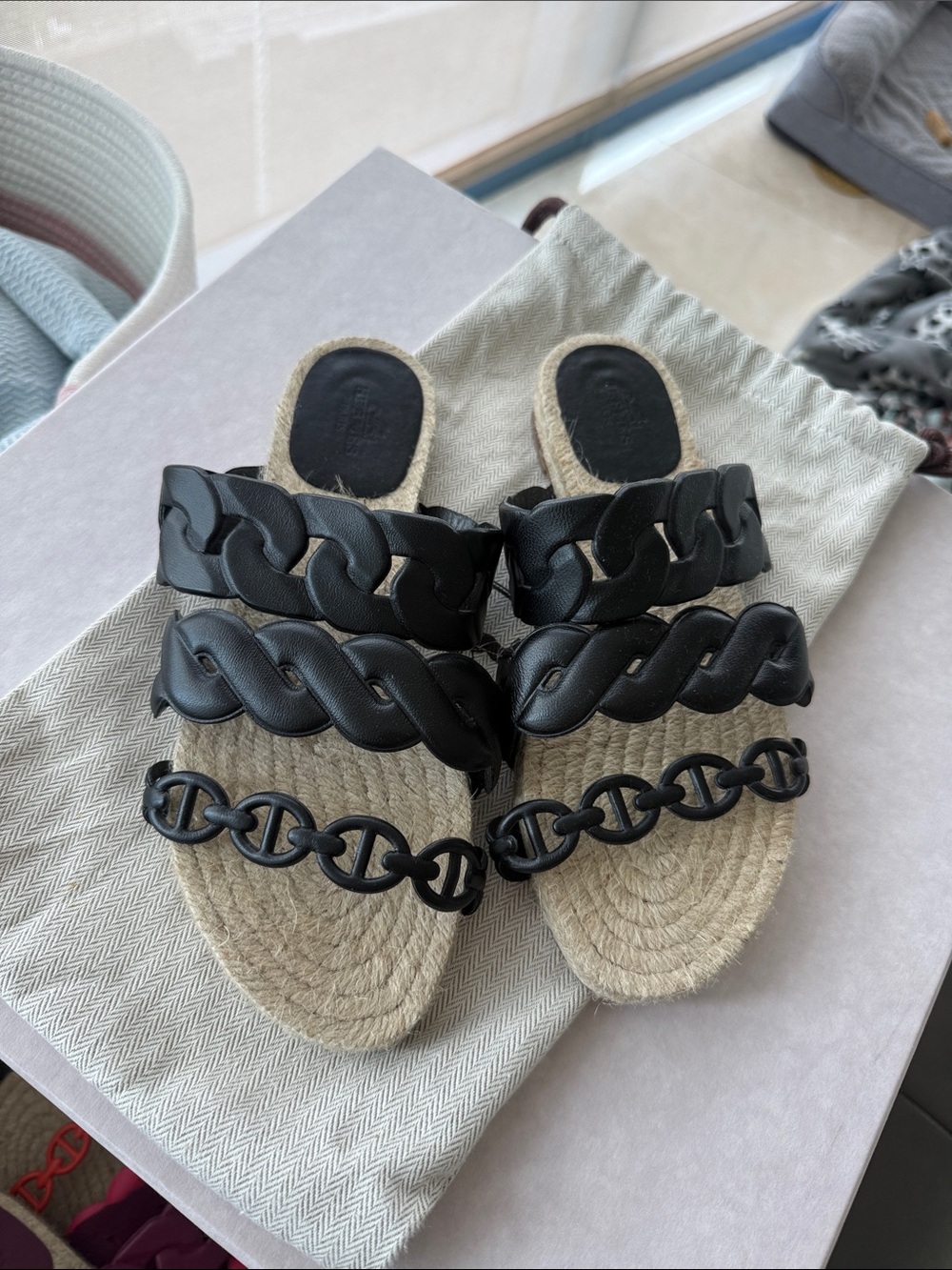Hermes Gwen Espadrille Sandals Leather
